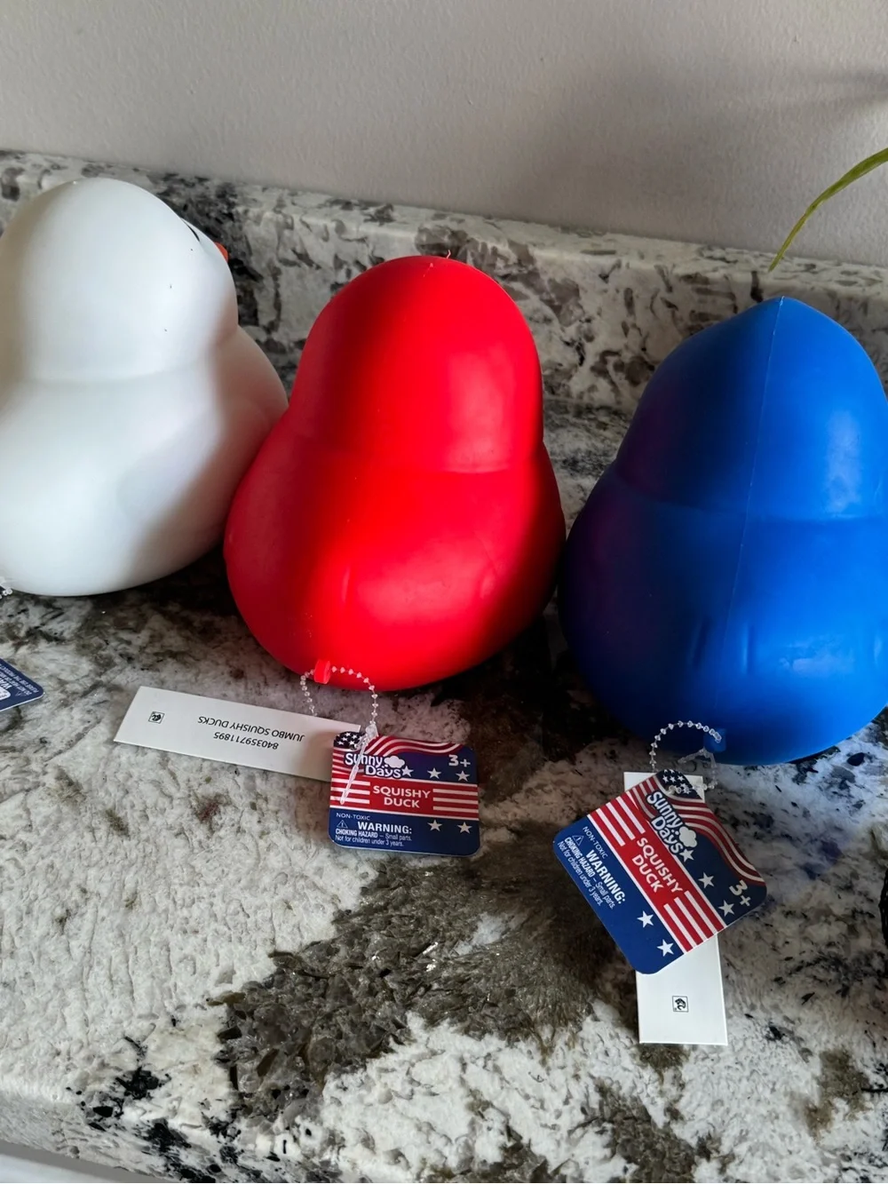 Set of 3 Sunny Days Red White & Blue Rubber Duck Squishy Set - viral squishy